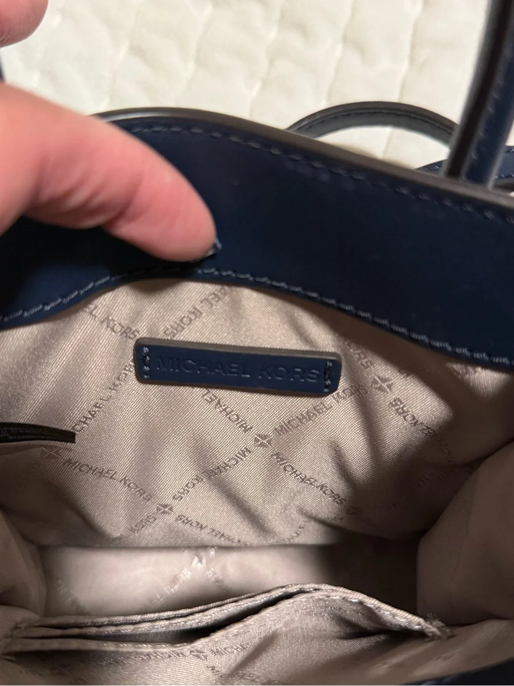 Michael Kors Pebbled Navy Mini Crossbody Tote